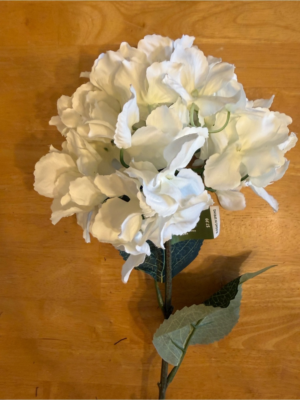 Bloom Blooms in Spring White Hydrangea Artificial Fabric Stem/Spray